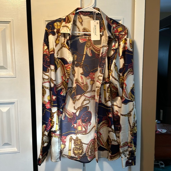 Zeroyaa Other - Silk-like “hipster” button down dress shirt by Zeroyaa